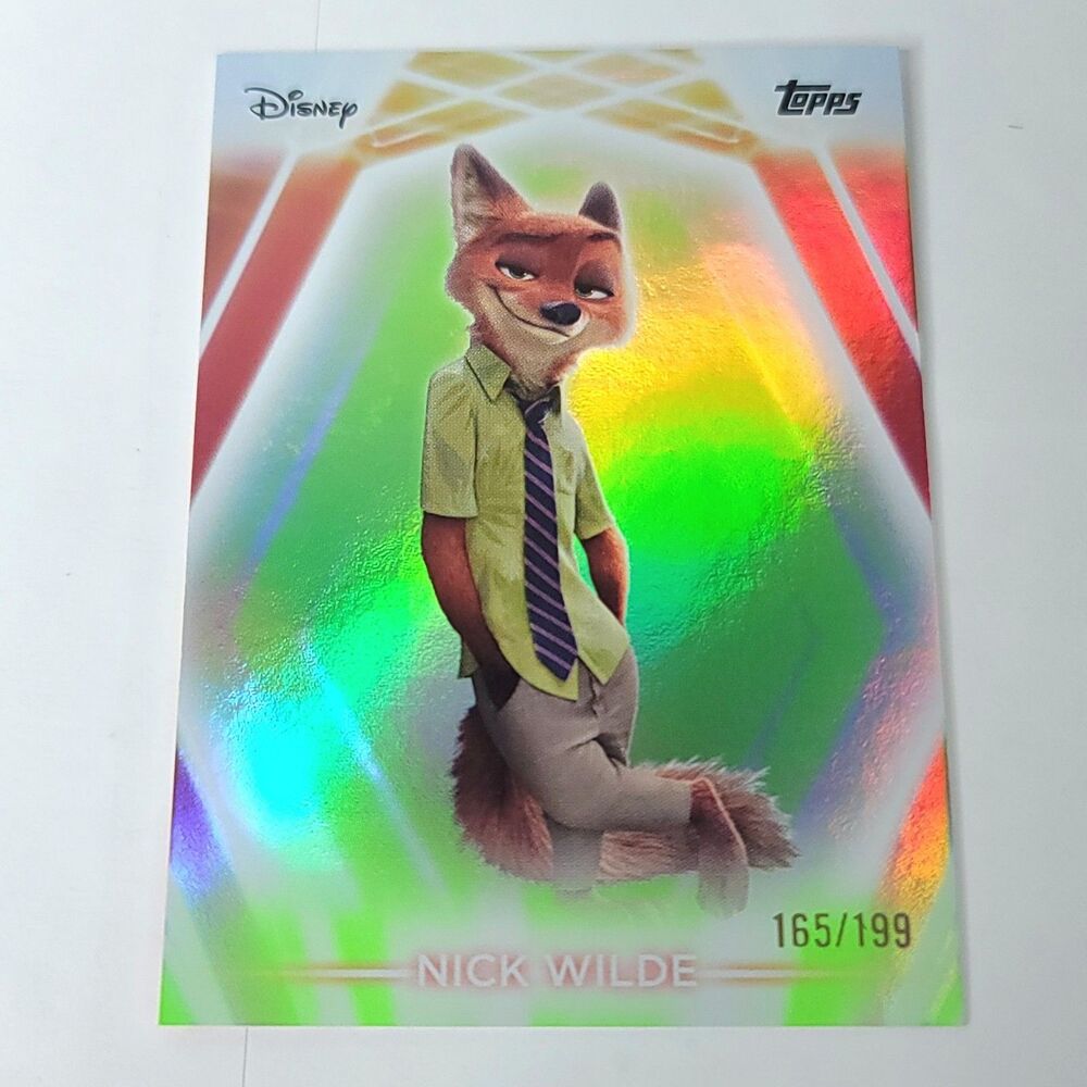 Nick Wilde Topps 2026 Disney Neon Holo Parallel Refractor Limited 165/199